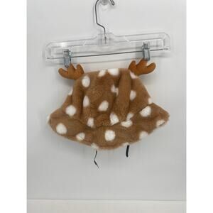 Furry Bucket Hat Cute Reindeer Antlers Fluffy Winter Warmer Cap Women Girls